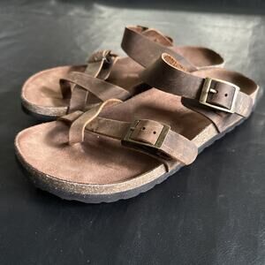 White Mountain Sandals Womens 7 M Crawford Flip Flop Leather Buckle Flats 850